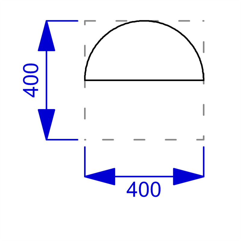 Technical render of a Saferturf Semi Circle